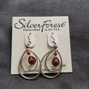 Silver Forest Ladybug Earrings🐞